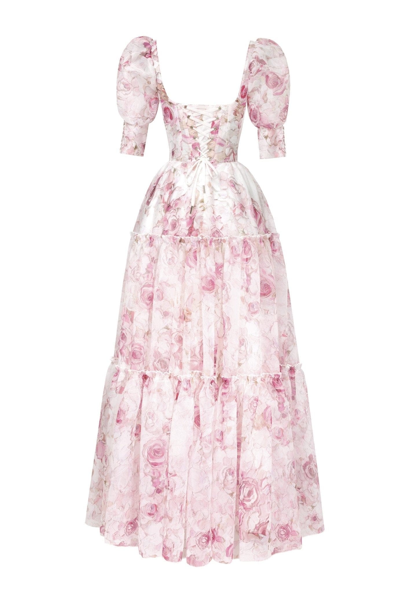 Pink Peony Feminine voluminous sheer sleeves dress - Milla