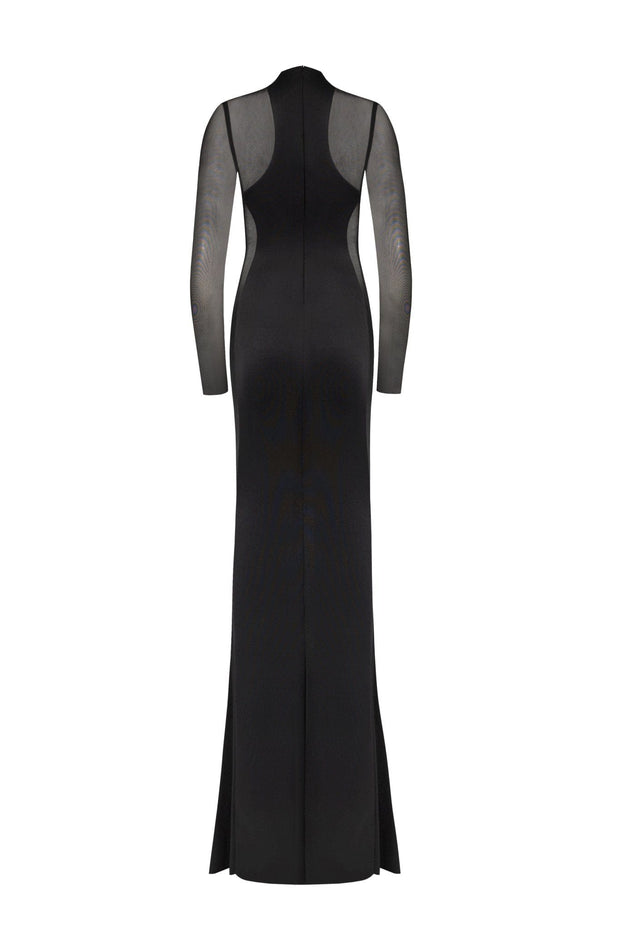 Showstopper black dress with semi-transparent inserts - Milla