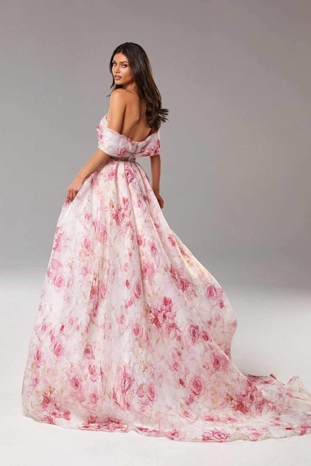 Pink Peony Chic off-the-shoulder floral maxi dress - Milla