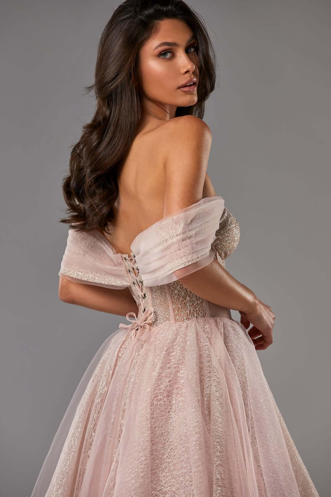 Misty Rose Sparkly cocktail midi tulle dress