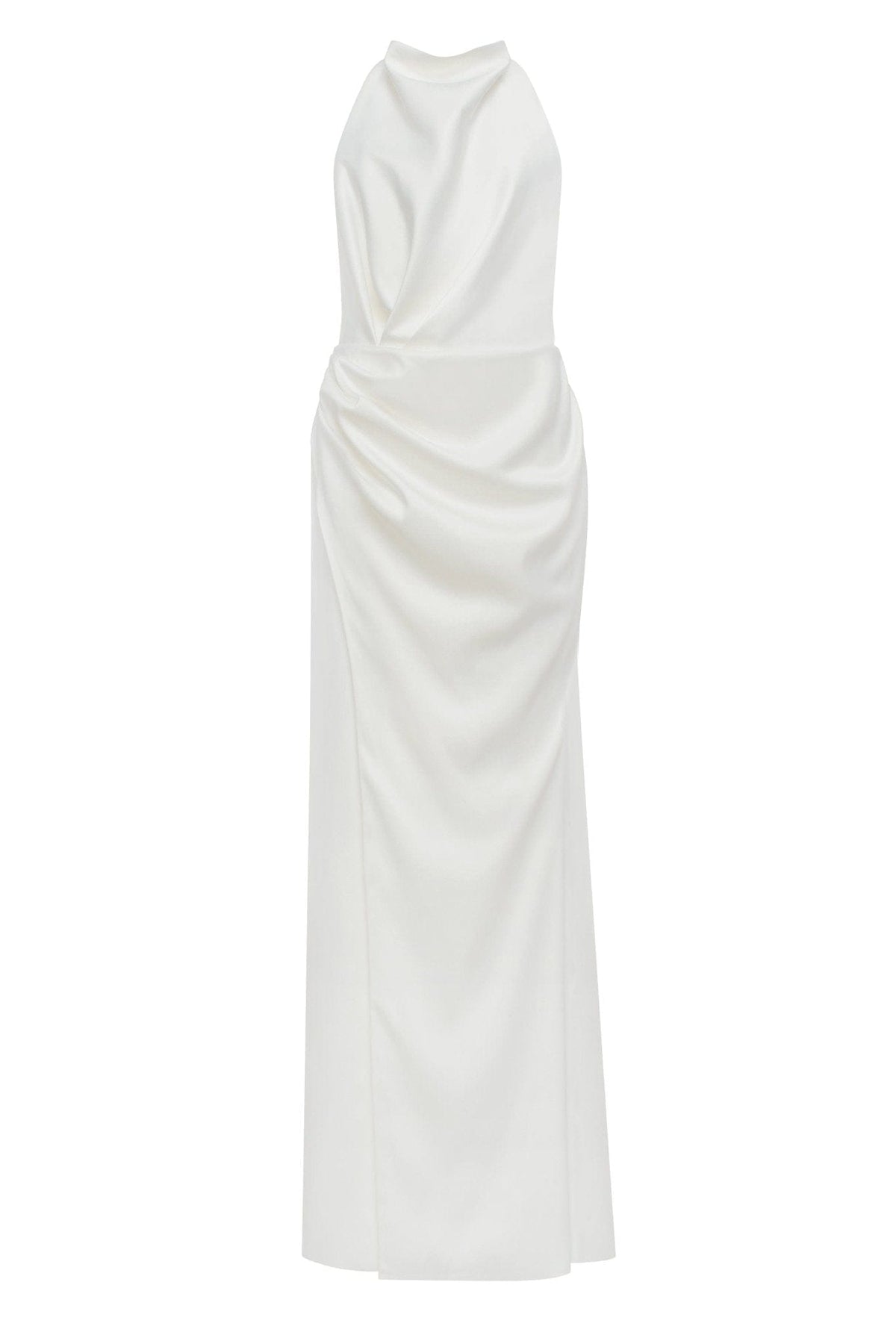 White Mock neck sleeveless low slit dress Milla Dresses - USA ...