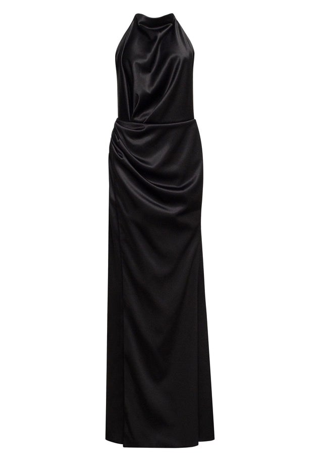 Black Mock neck sleeveless low slit dress Milla Dresses - USA ...