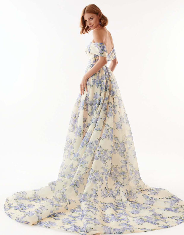 Hydrangea Chic off-the-shoulder floral maxi dress - Milla