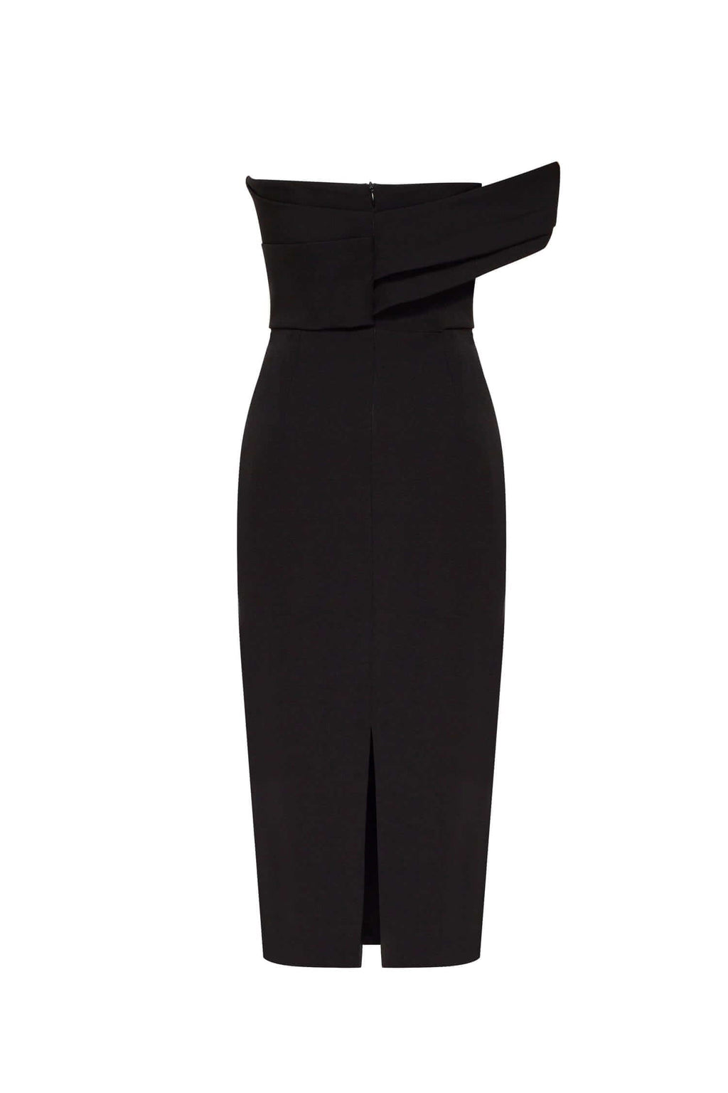 Black Classy midi dress with open neckline - Milla