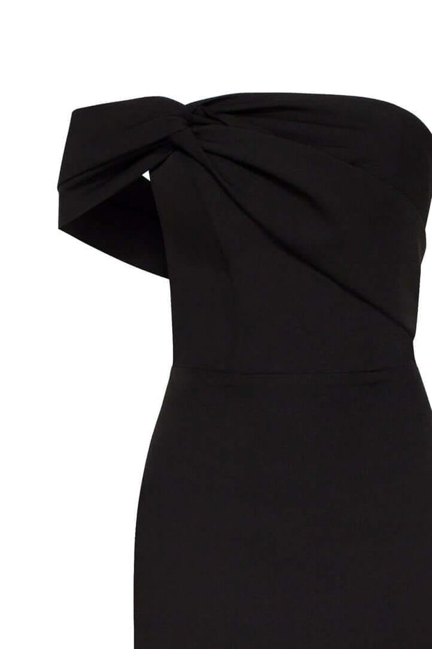Black Classy midi dress with open neckline - Milla