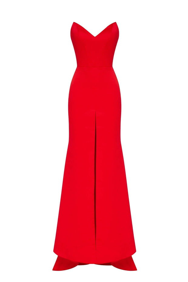 Red Elegant strapless trumpet evening gown - Milla