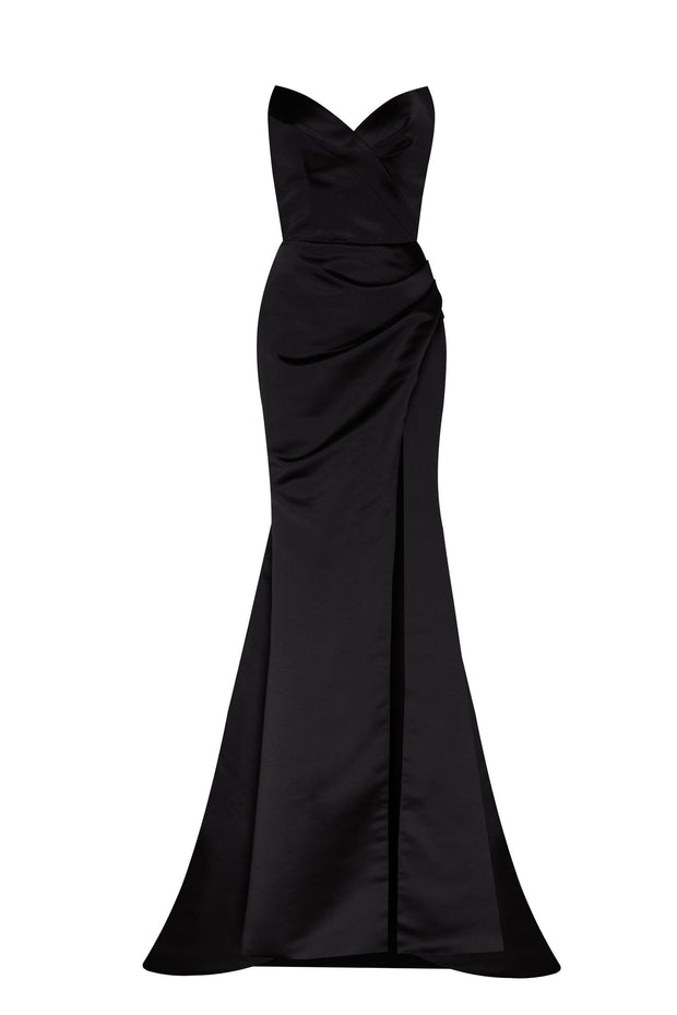 Women's One Shoulder Pleated Evening Dress Long Little Black Dresses S |  Ishaanya