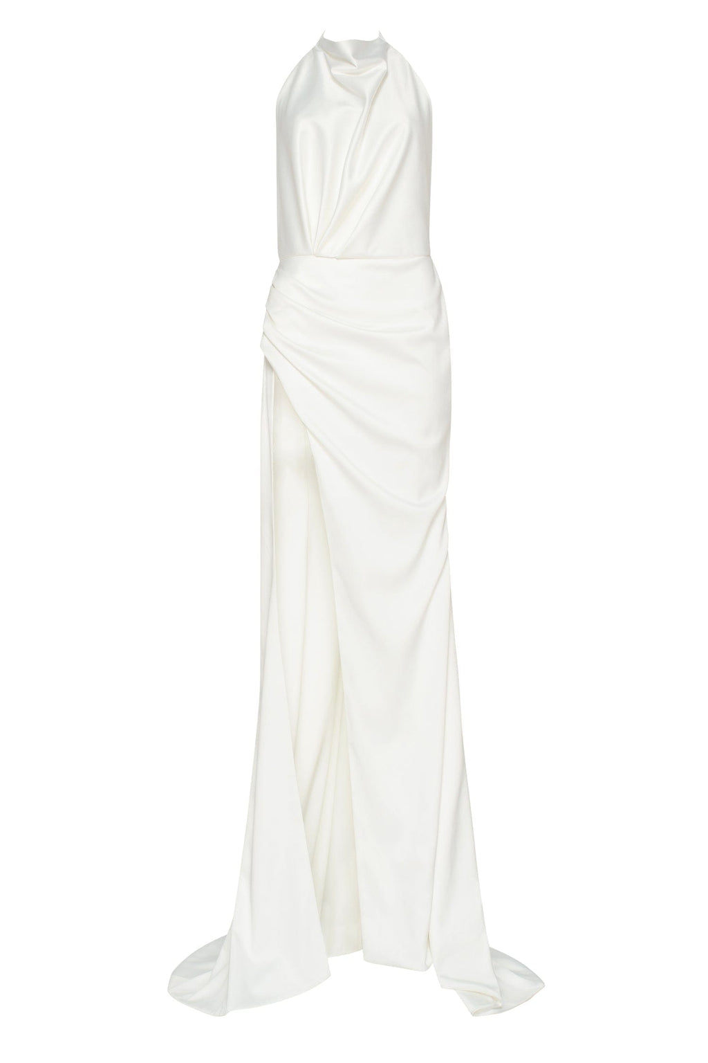 White Mock neck sleeveless high slit dress Milla Dresses - USA ...