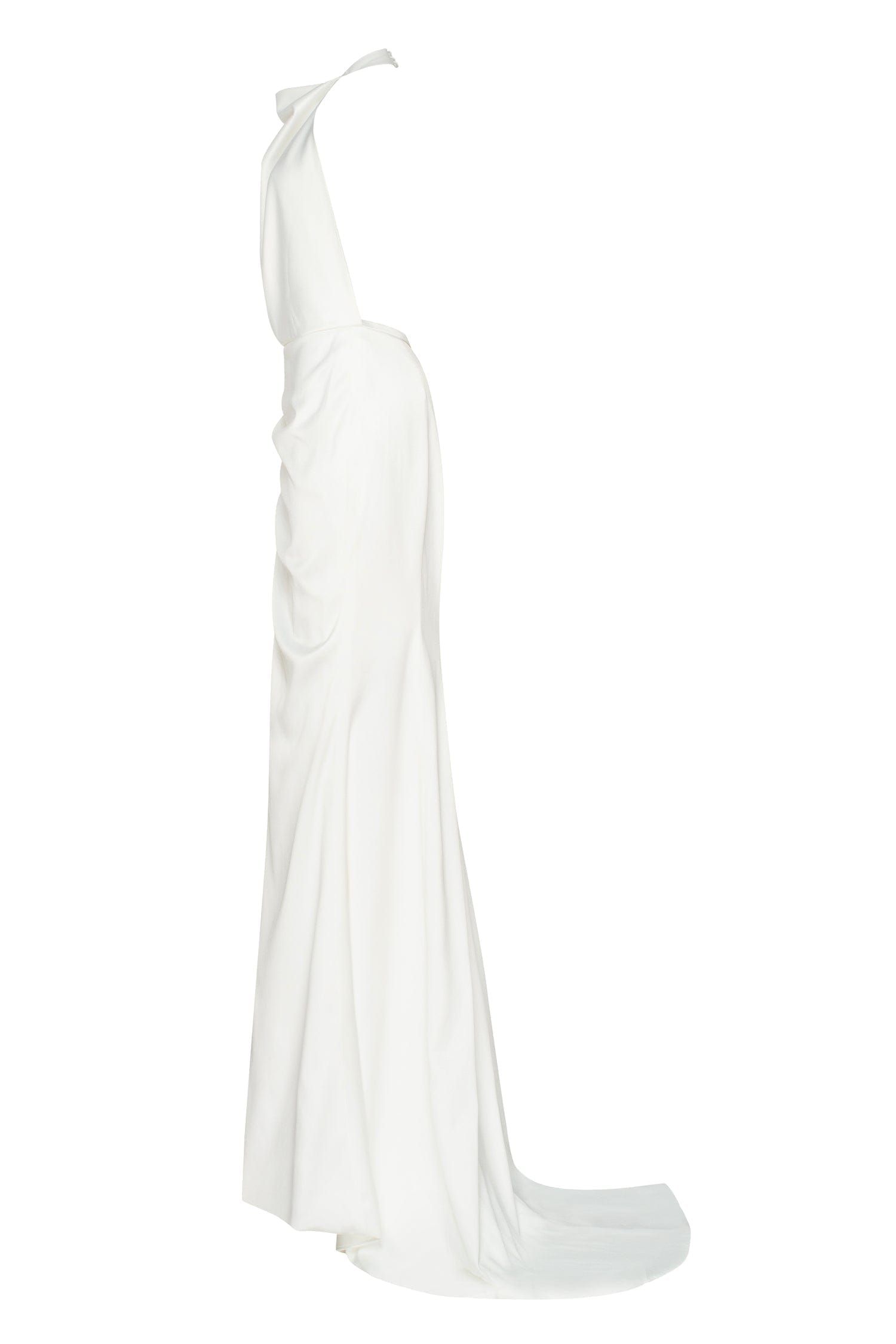 White Mock neck sleeveless high slit dress - Milla