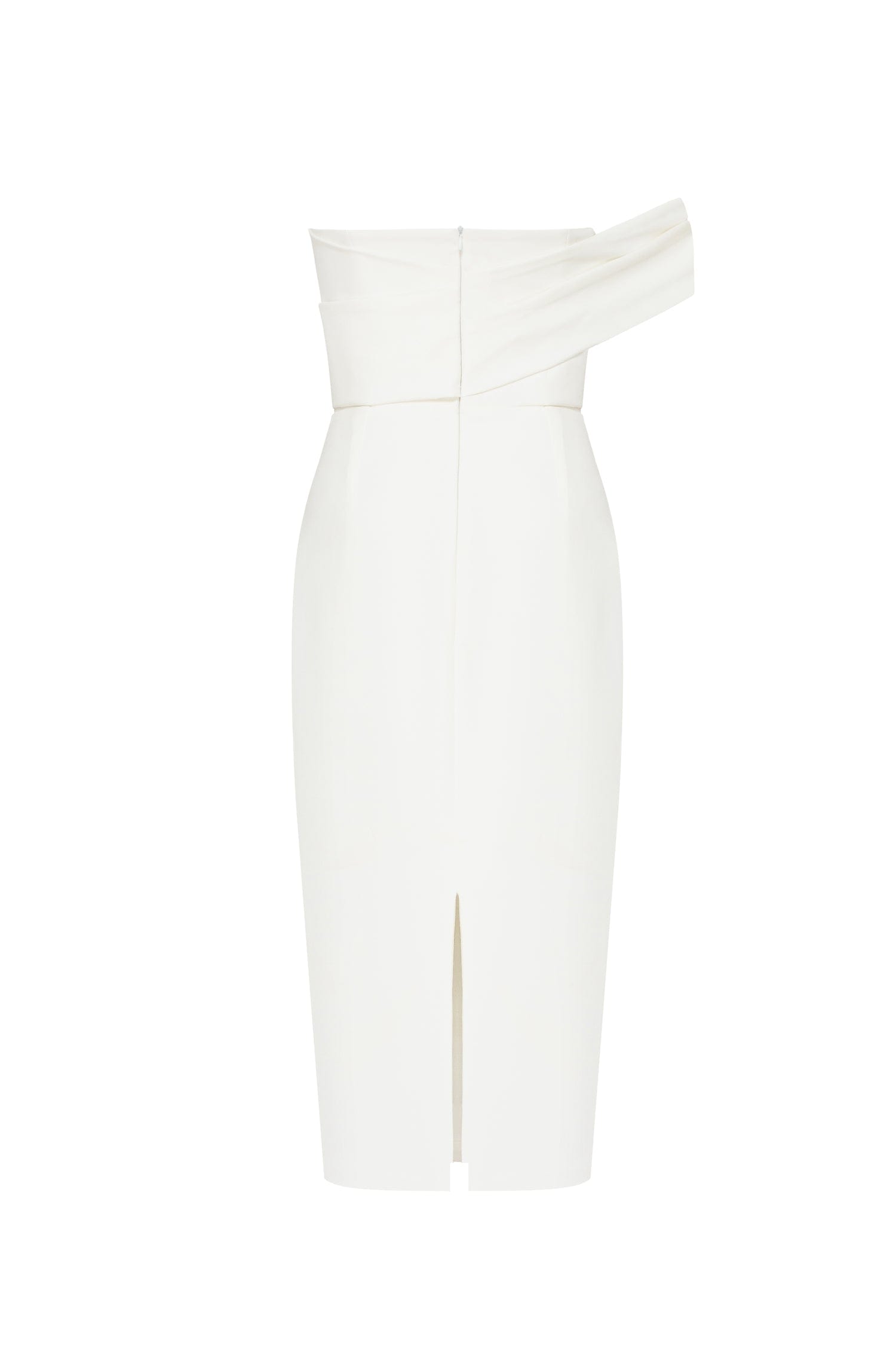 Ivory Classy midi dress with open neckline - Milla