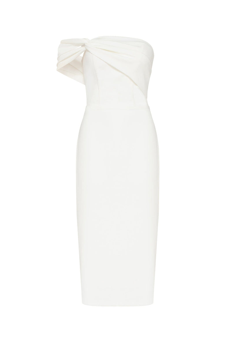 White Classy midi dress with open neckline Milla Dresses - USA ...