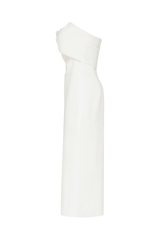 Ivory Classy midi dress with open neckline - Milla