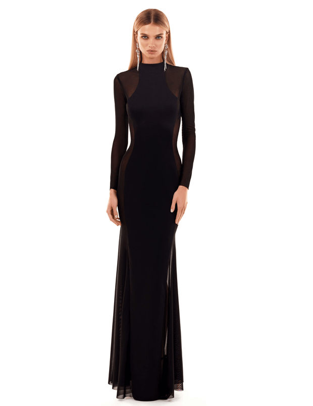 Showstopper black dress with semi-transparent inserts - Milla