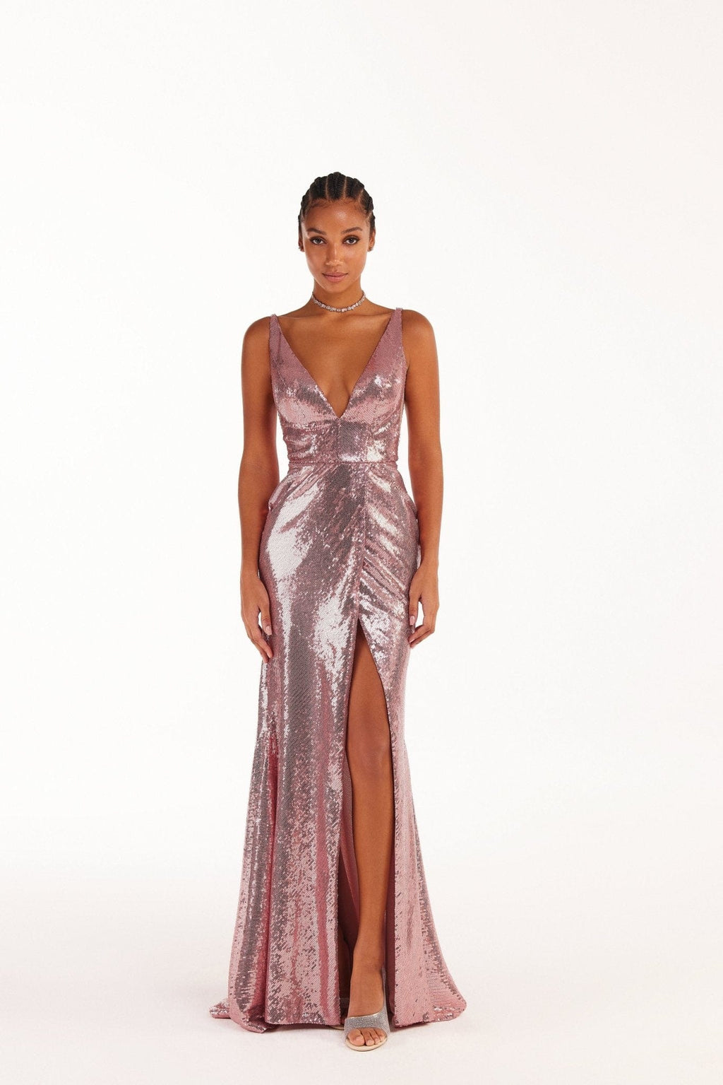Breathtaking sequined rose maxi dress and gloves set - Milla