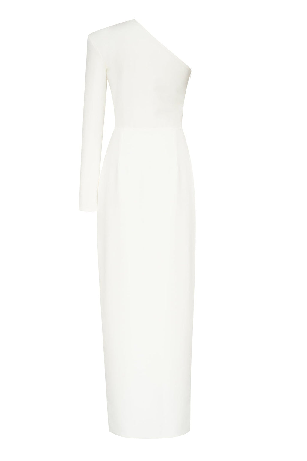 White Long-sleeved dress with sharp shoulder cut - Milla