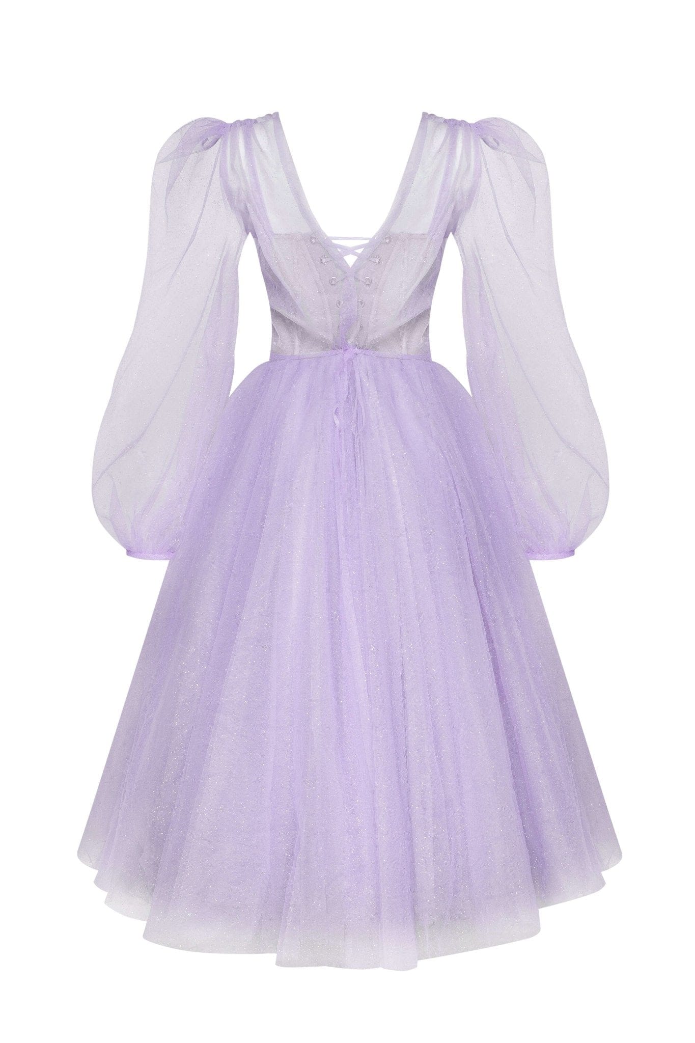 Lavender Tie shoulder midi tulle dress - Milla