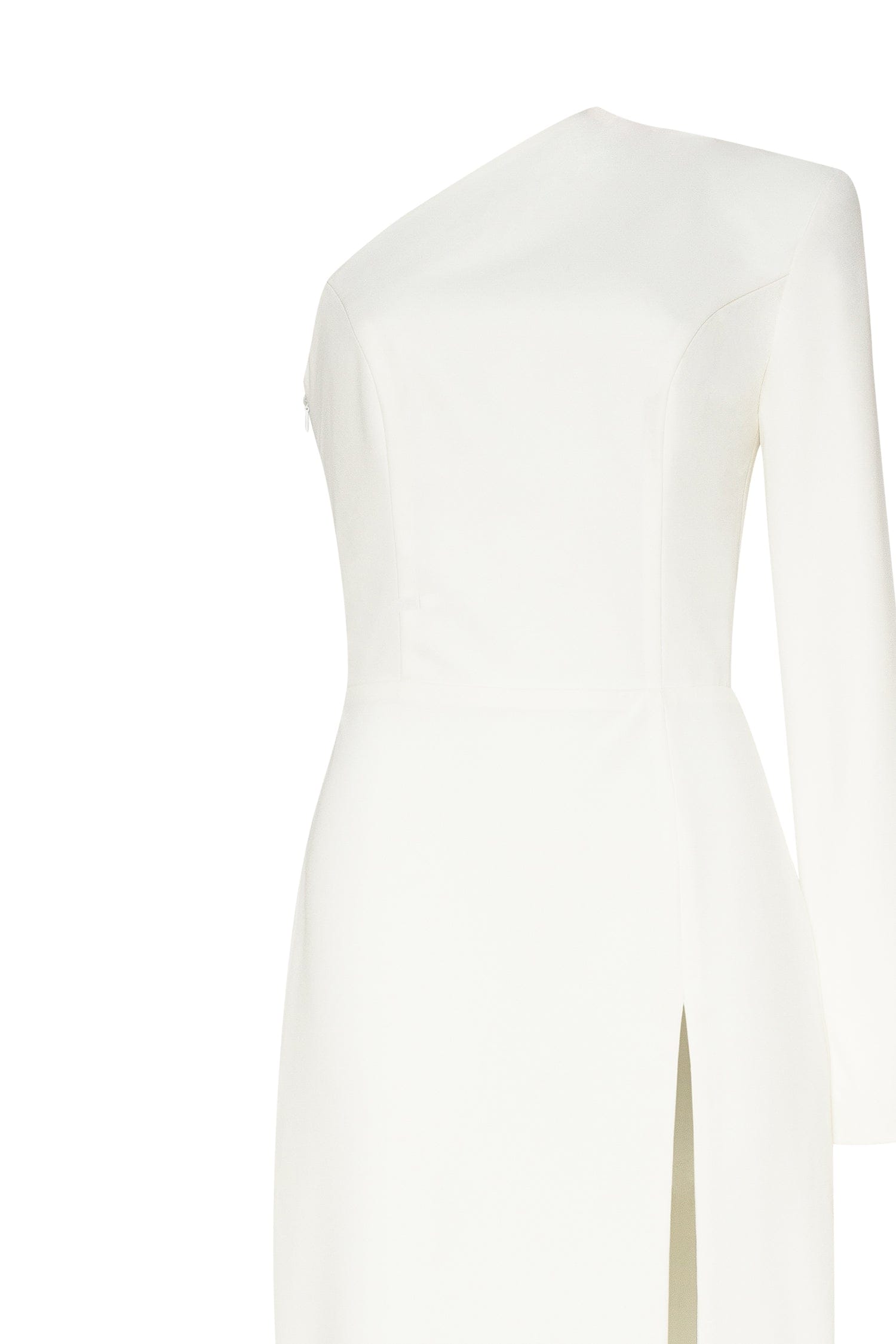 White Long-sleeved dress with sharp shoulder cut - Milla