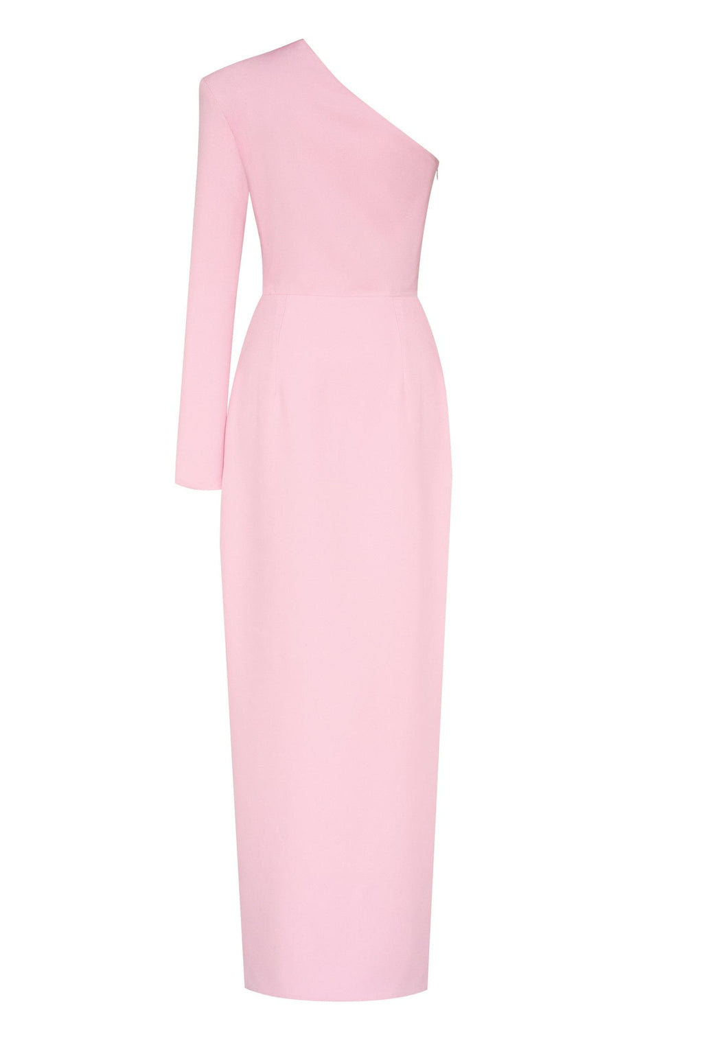 Pink Long-sleeved dress with sharp shoulder cut - Milla
