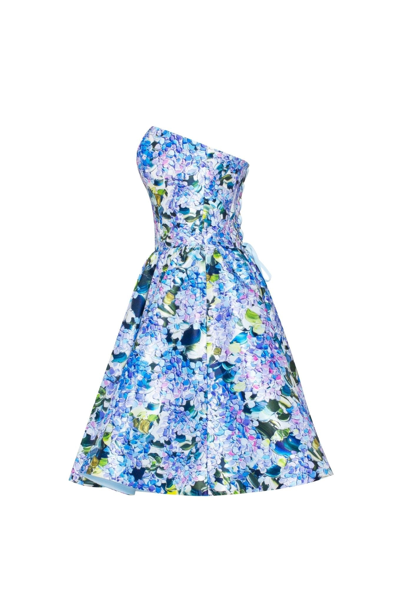 Sustainable Floral Printed Mini Dress - Blue - Pomelo Fashion
