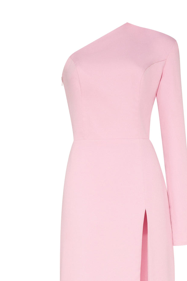 Pink Long-sleeved dress with sharp shoulder cut - Milla