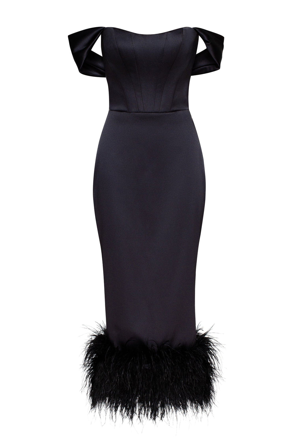 Off the shoulder cocktail feather dress - Milla