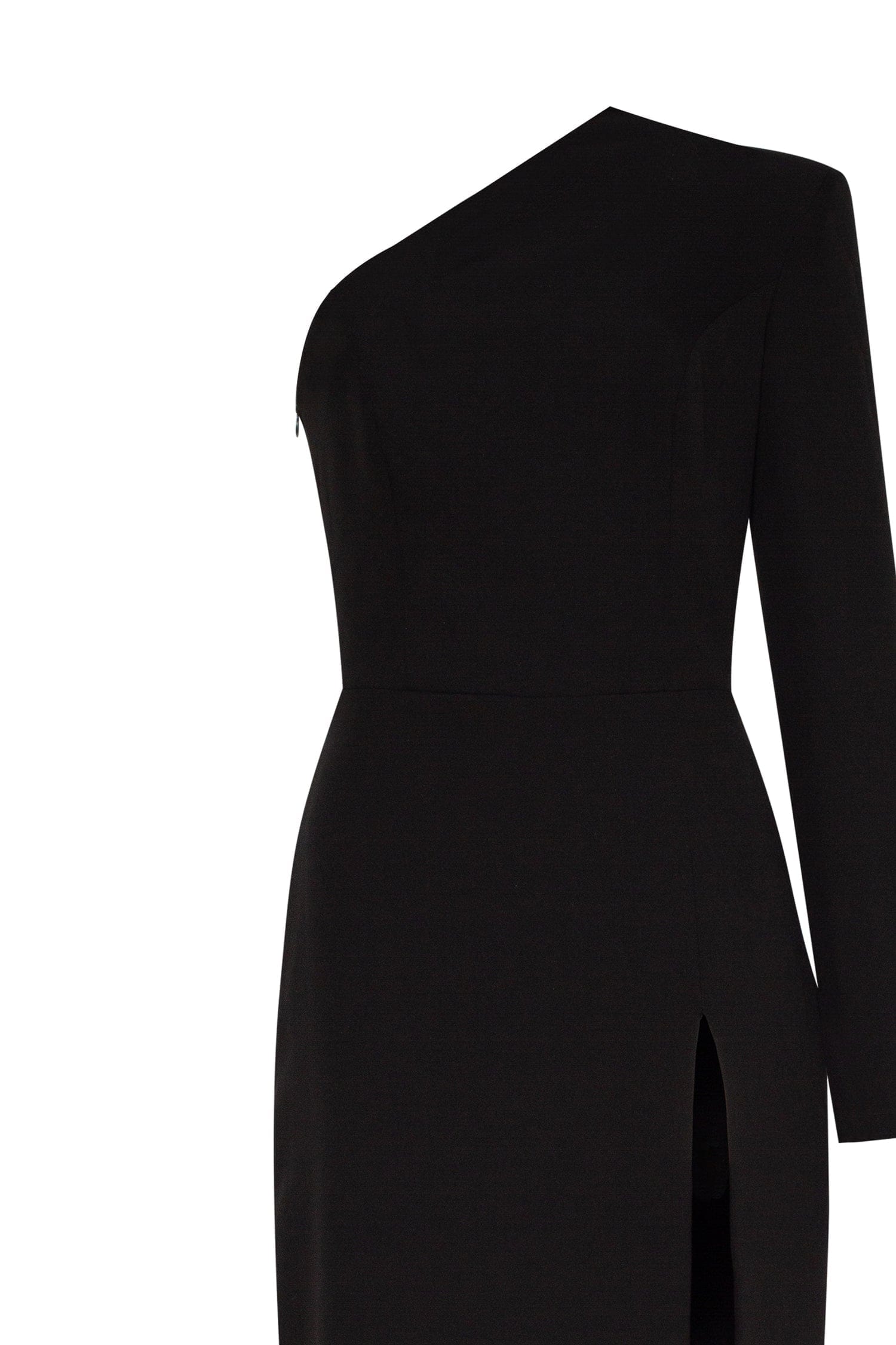 Black Long-sleeved dress with sharp shoulder cut - Milla