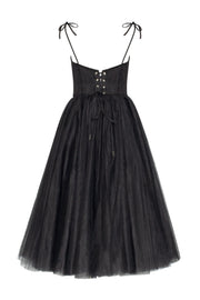 Black Tie-strap Cocktail Dress With The Elegant Corset Embroidery Milla ...