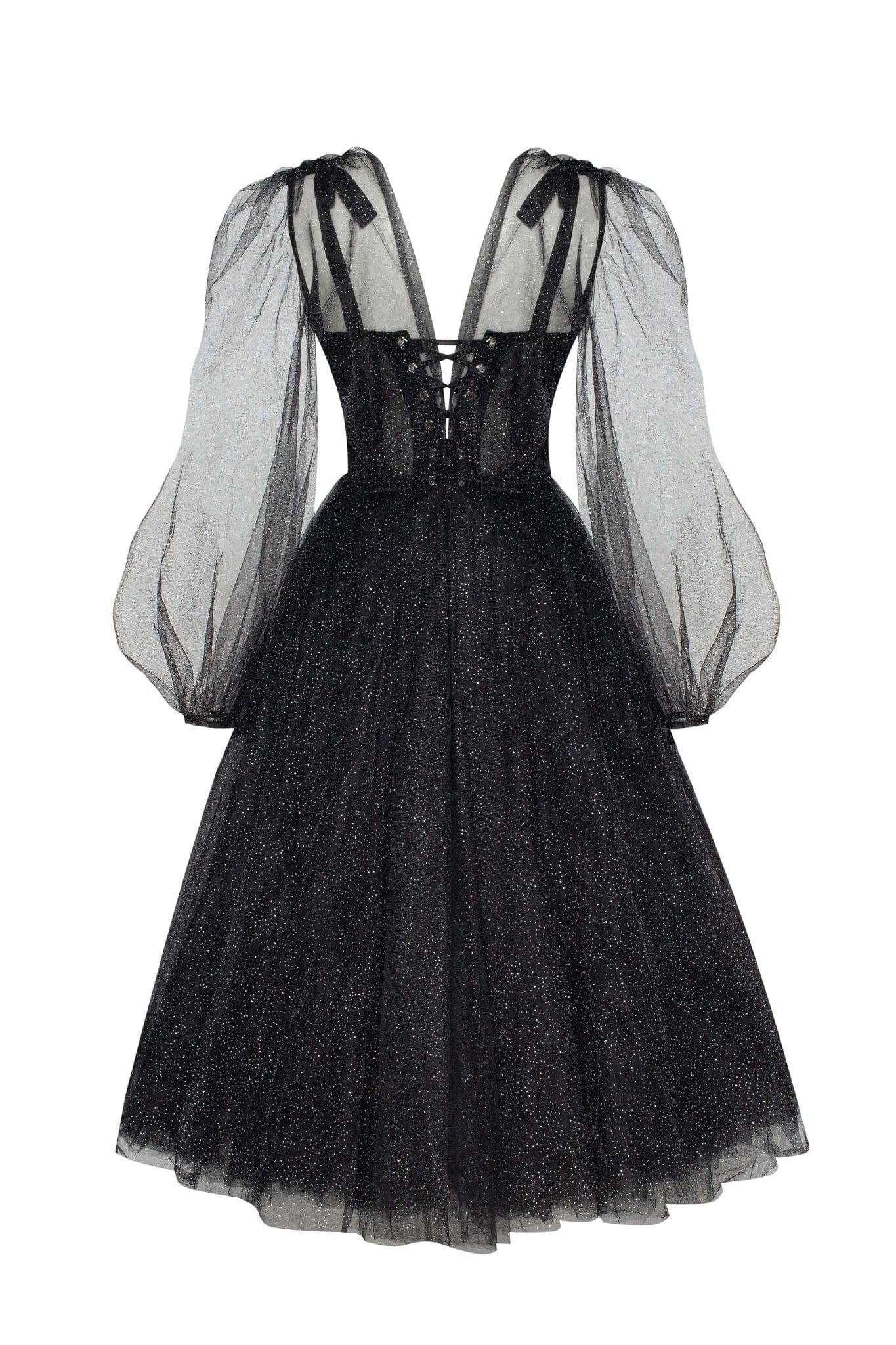 GOTHIC LONG LOLITA DRESS WITH LACE - MERMAID BLACK MODEST