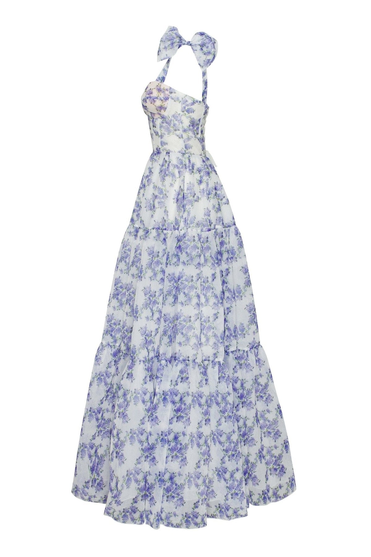 Blue Hydrangea tender tie-strap maxi dress Milla Dresses - USA ...