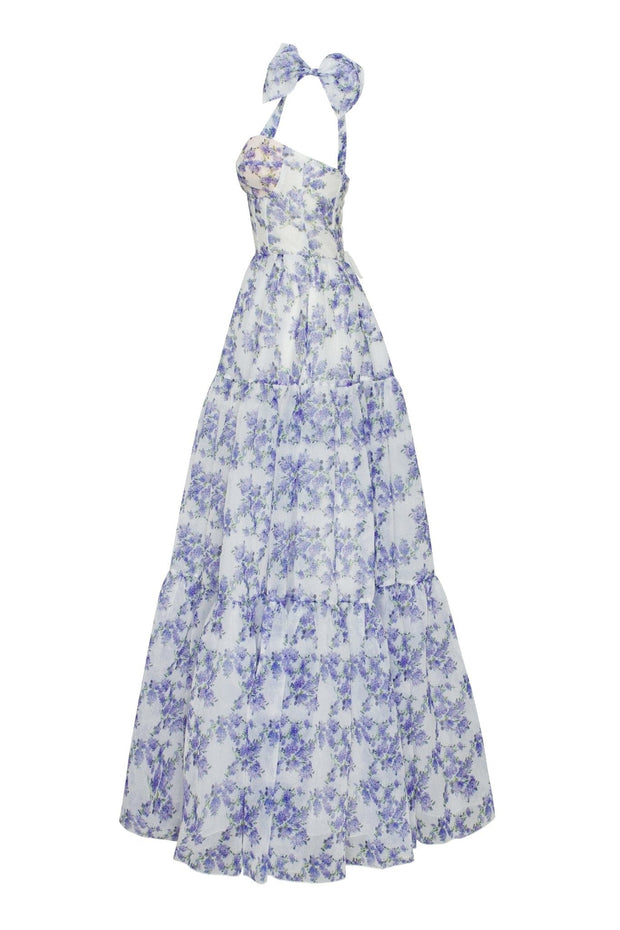 Blue Hydrangea tender tie-strap maxi dress - Milla