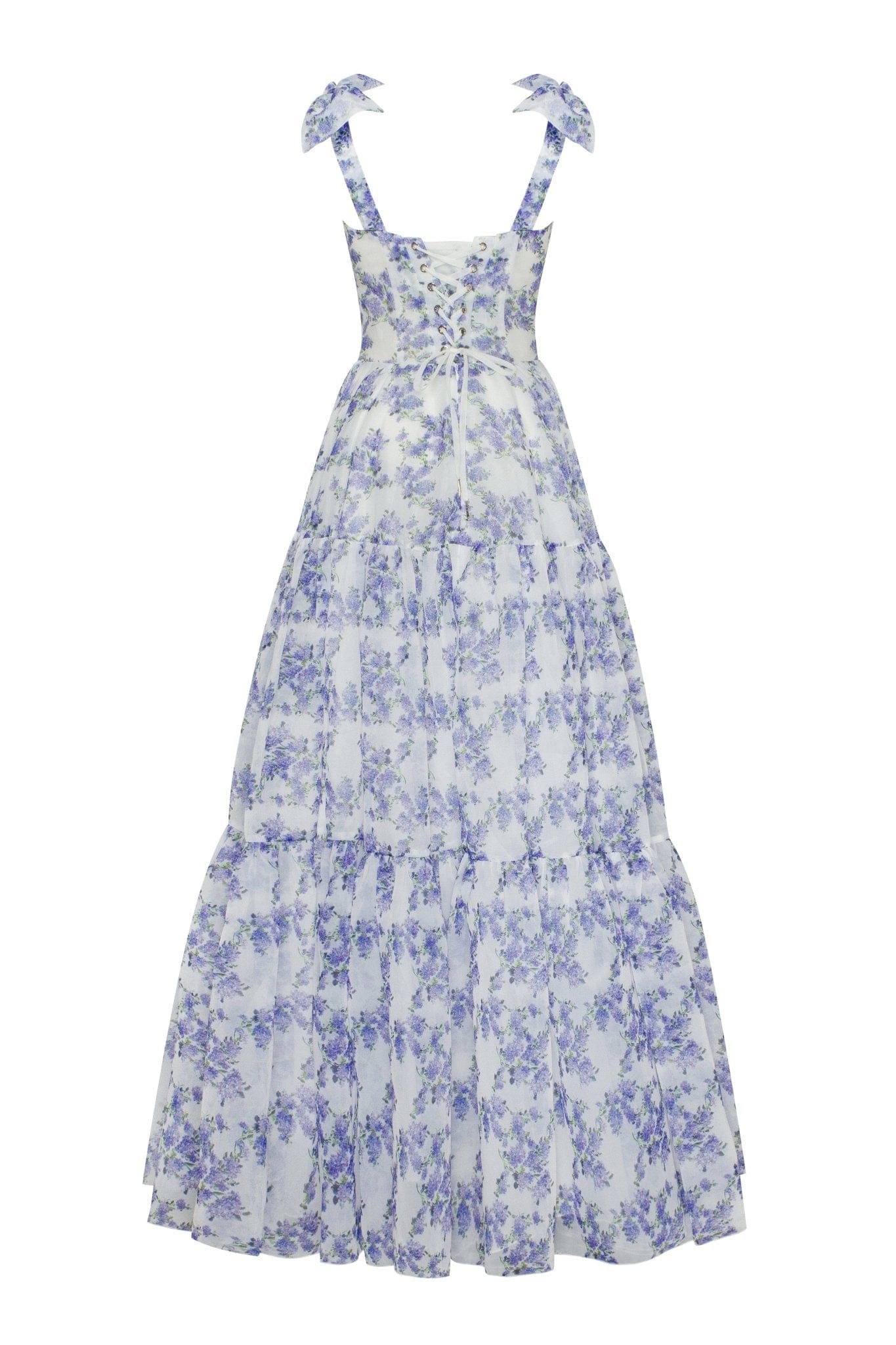 Forever Floral Navy Blue Floral Print Tie-Strap Slit Maxi Dress