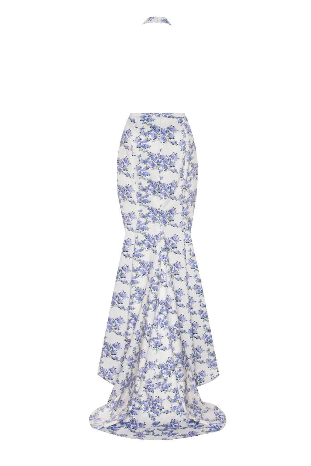Blue Hydrangea mock neck sleeveless evening dress - Milla