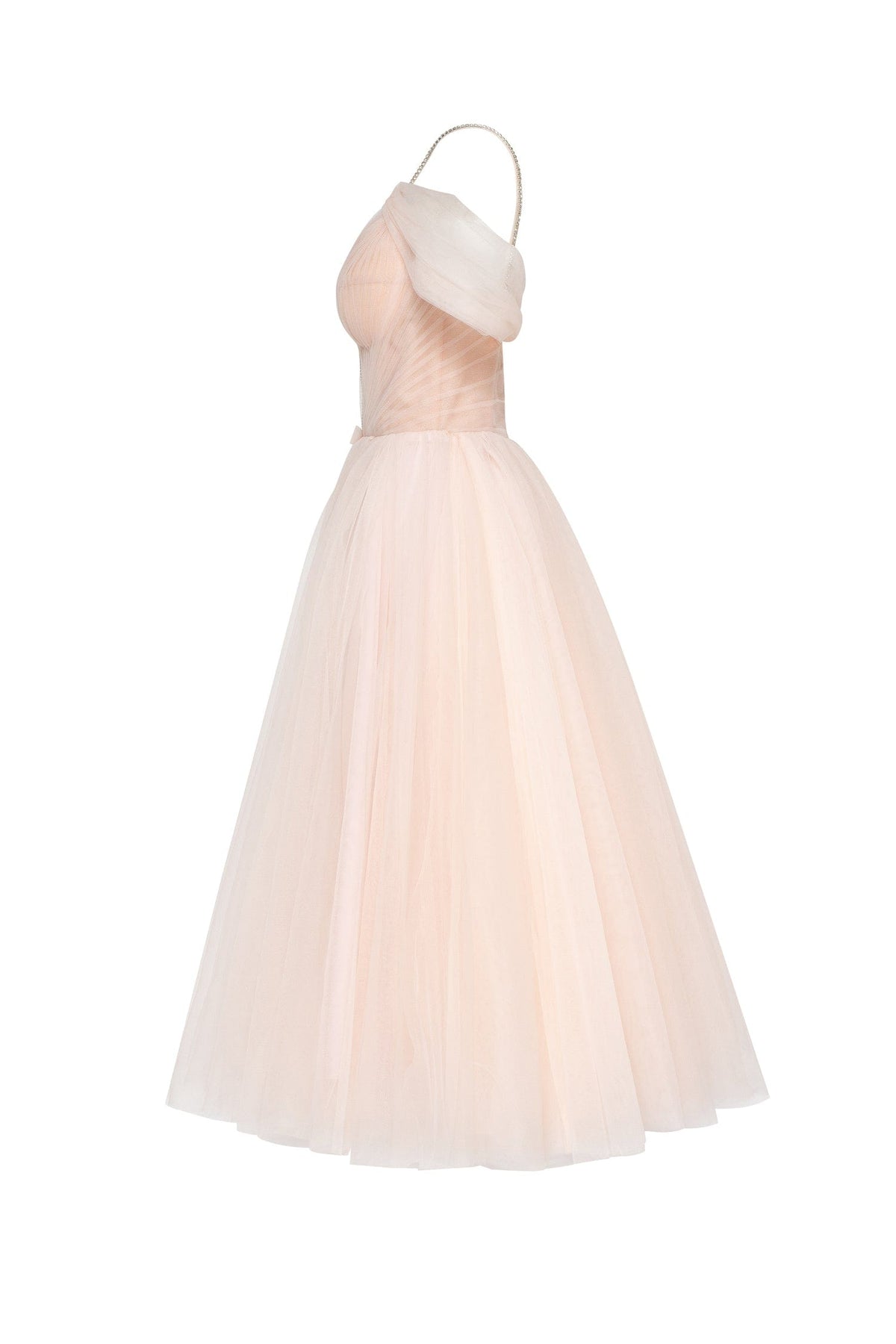 Feminine tulle cocktail dress with the light off-the-shoulder sleeves ...