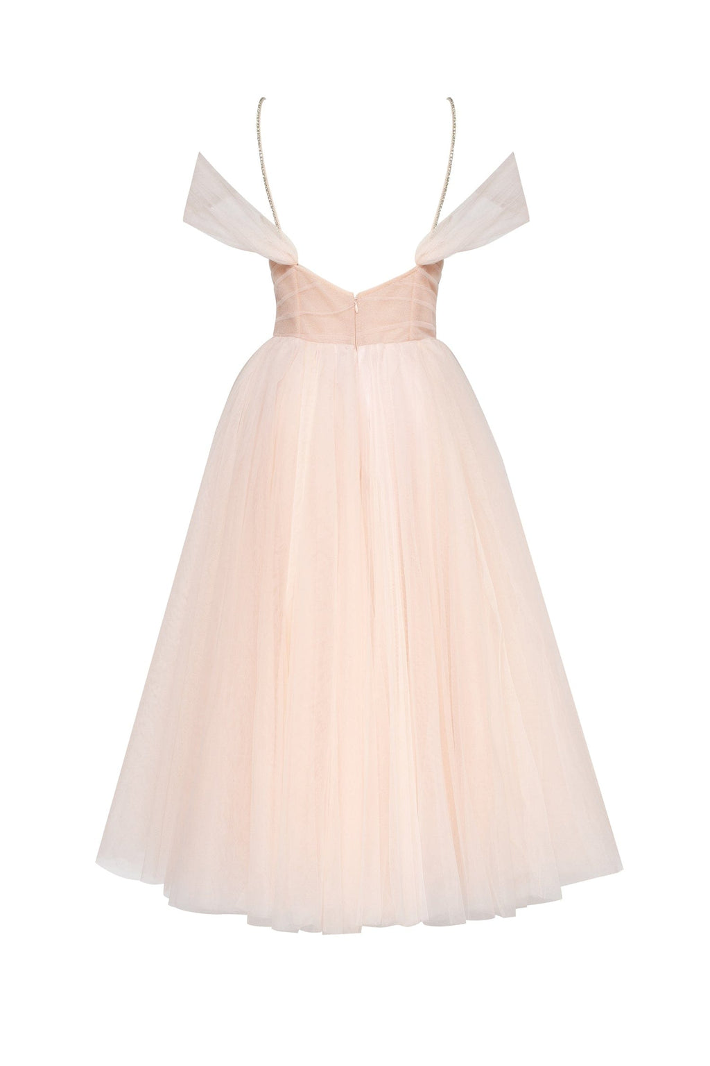 Feminine tulle cocktail dress with the light off-the-shoulder sleeves - Milla