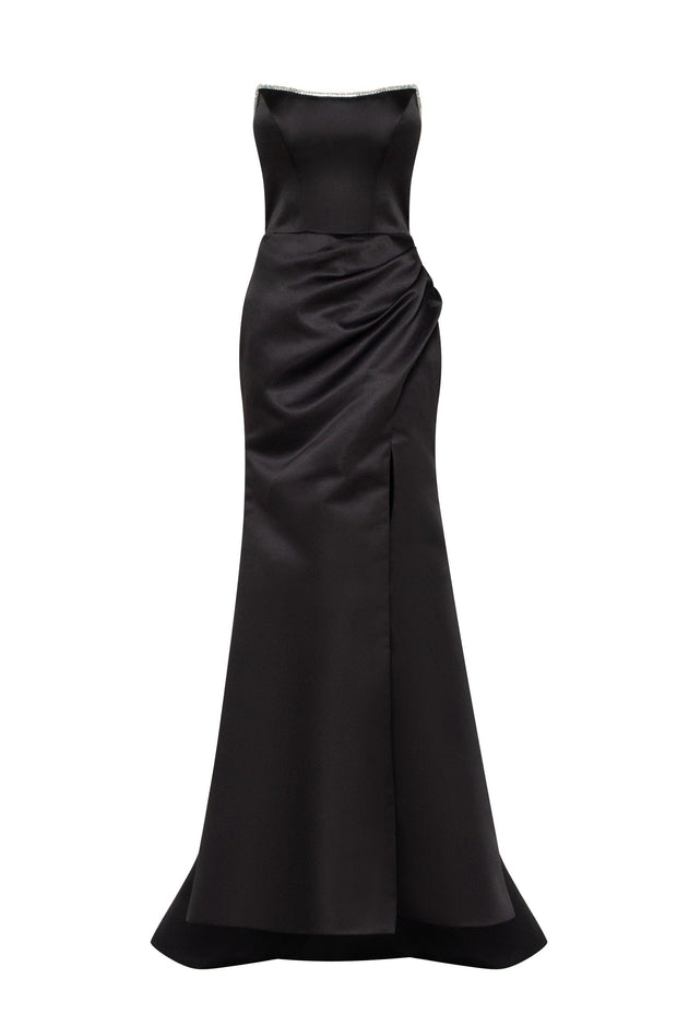 Milla Crystal-Covered Fabulous Black Maxi Dress Xs / Black