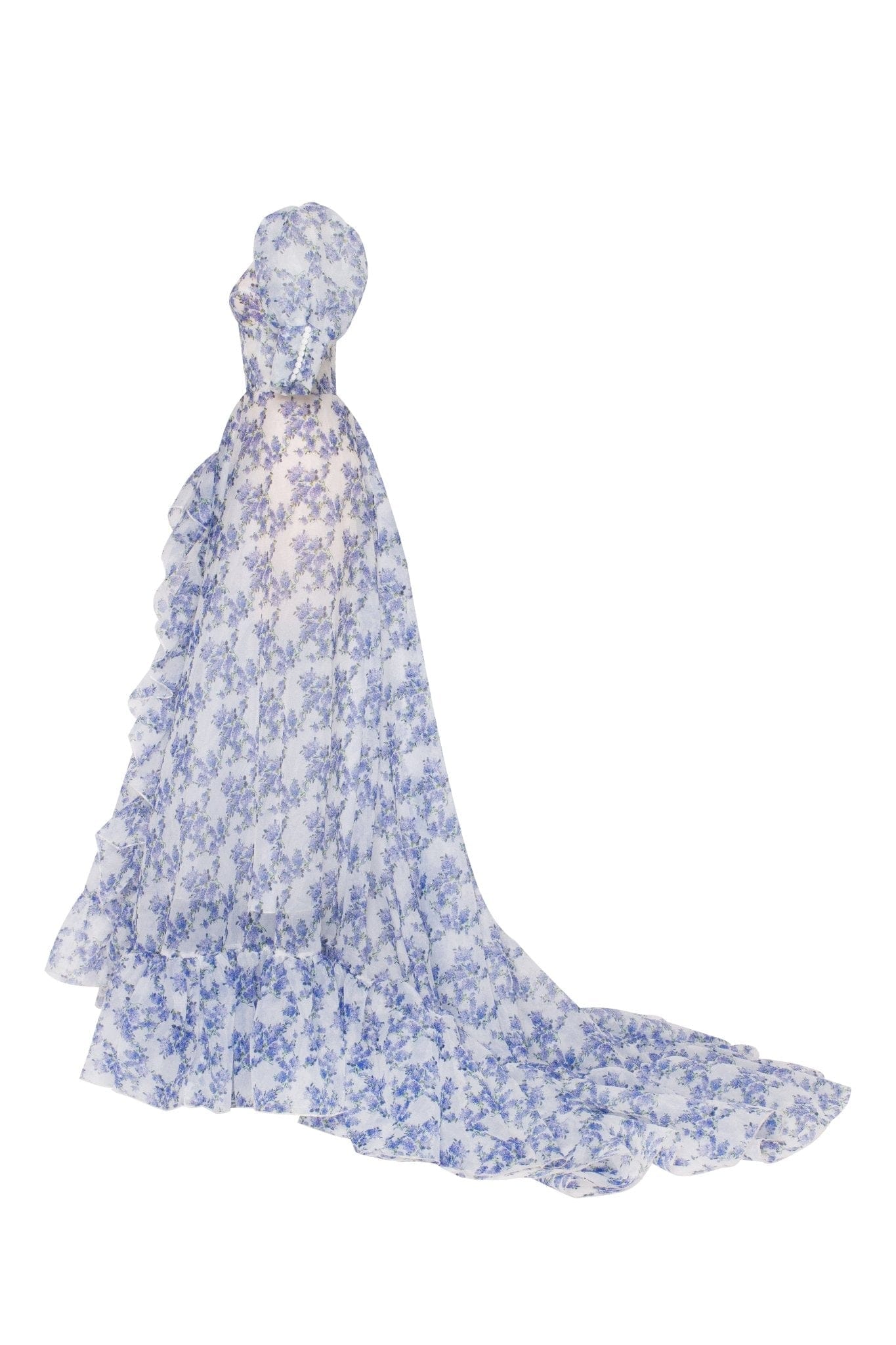 Premium Photo | Beautiful victorian princess design dress in blue colours  with flowers pattern