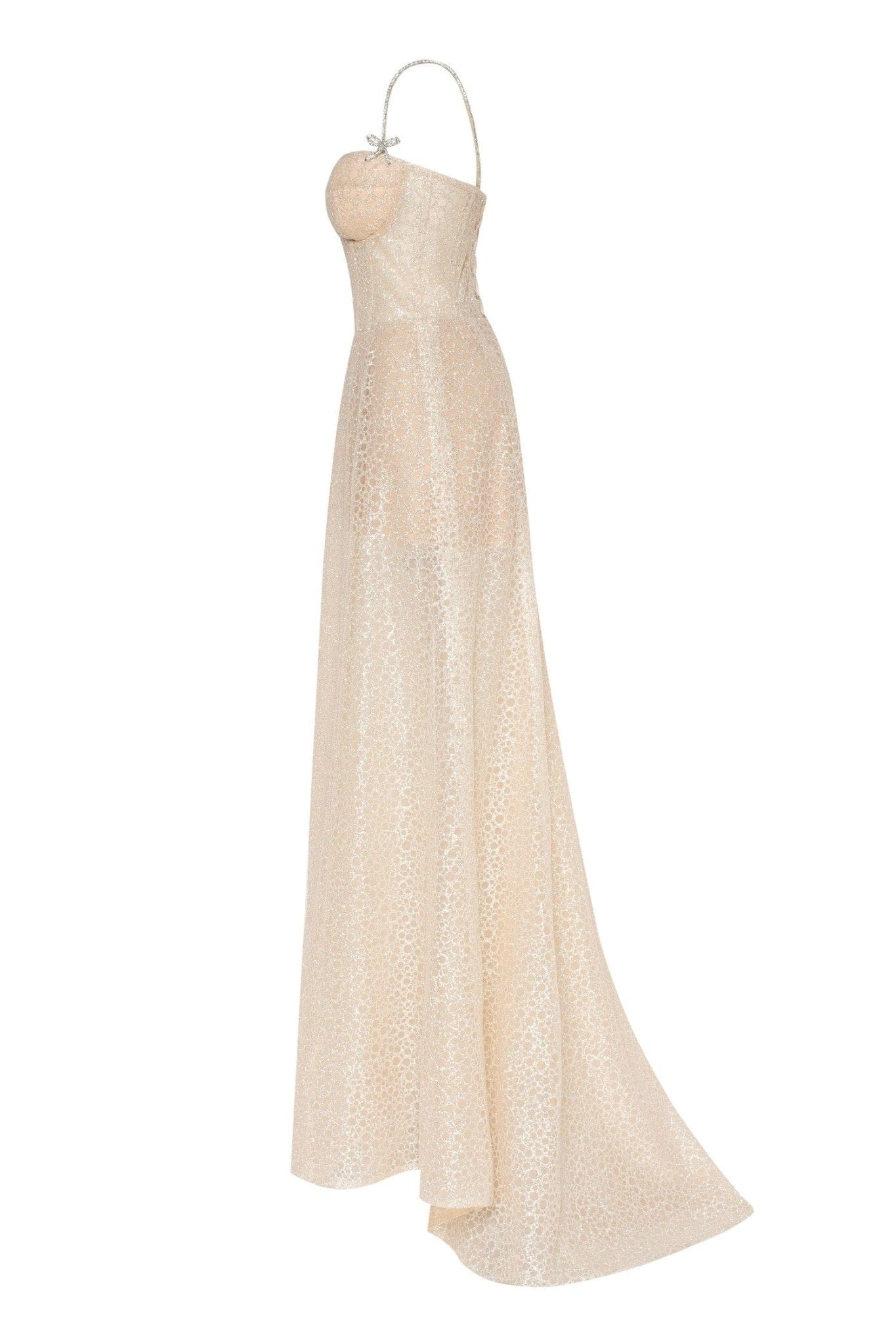 Golden Royal fitted evening gown with the high slit - Milla