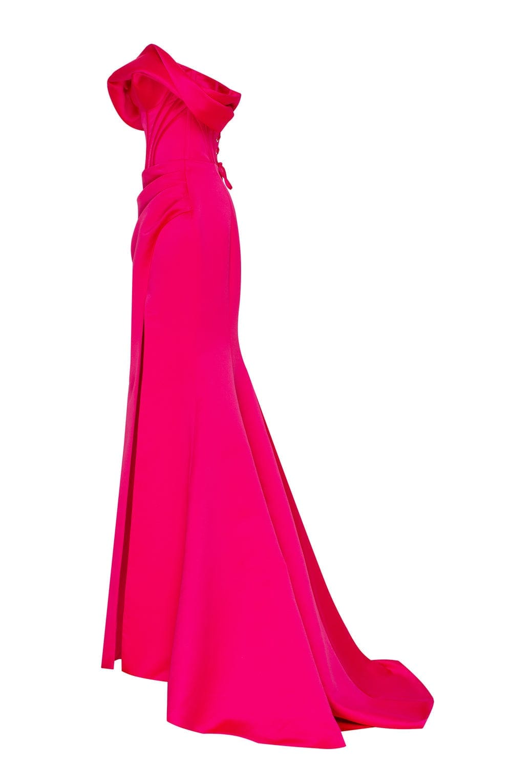 Fuchsia Princess strapless gown with thigh slit - Milla