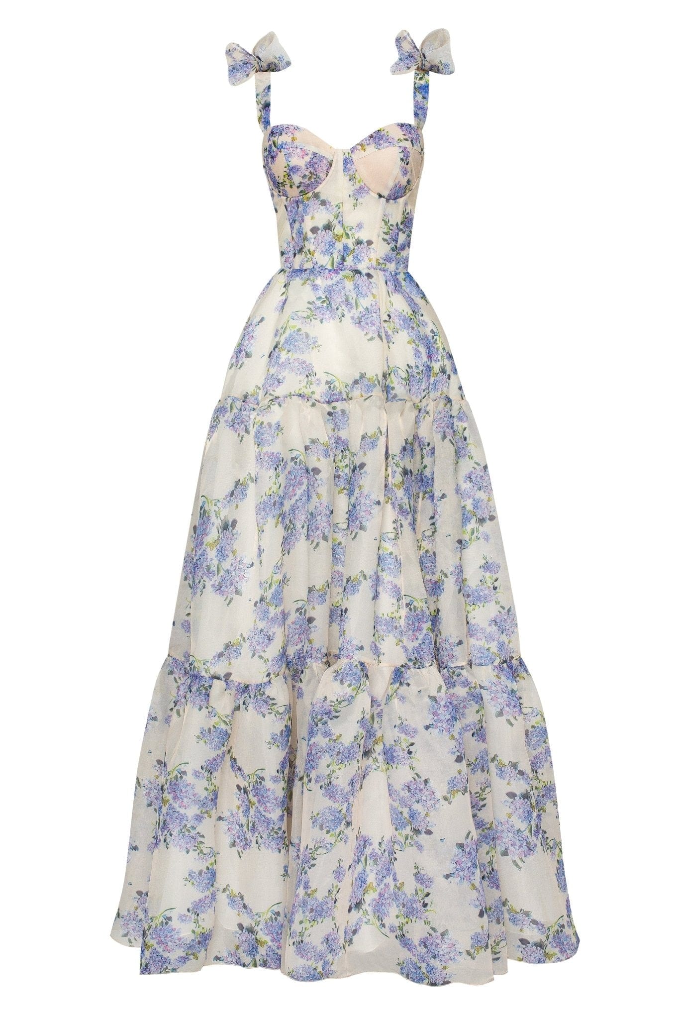 Marchesa Floral Embroidered High-low Dress in Blue | Lyst