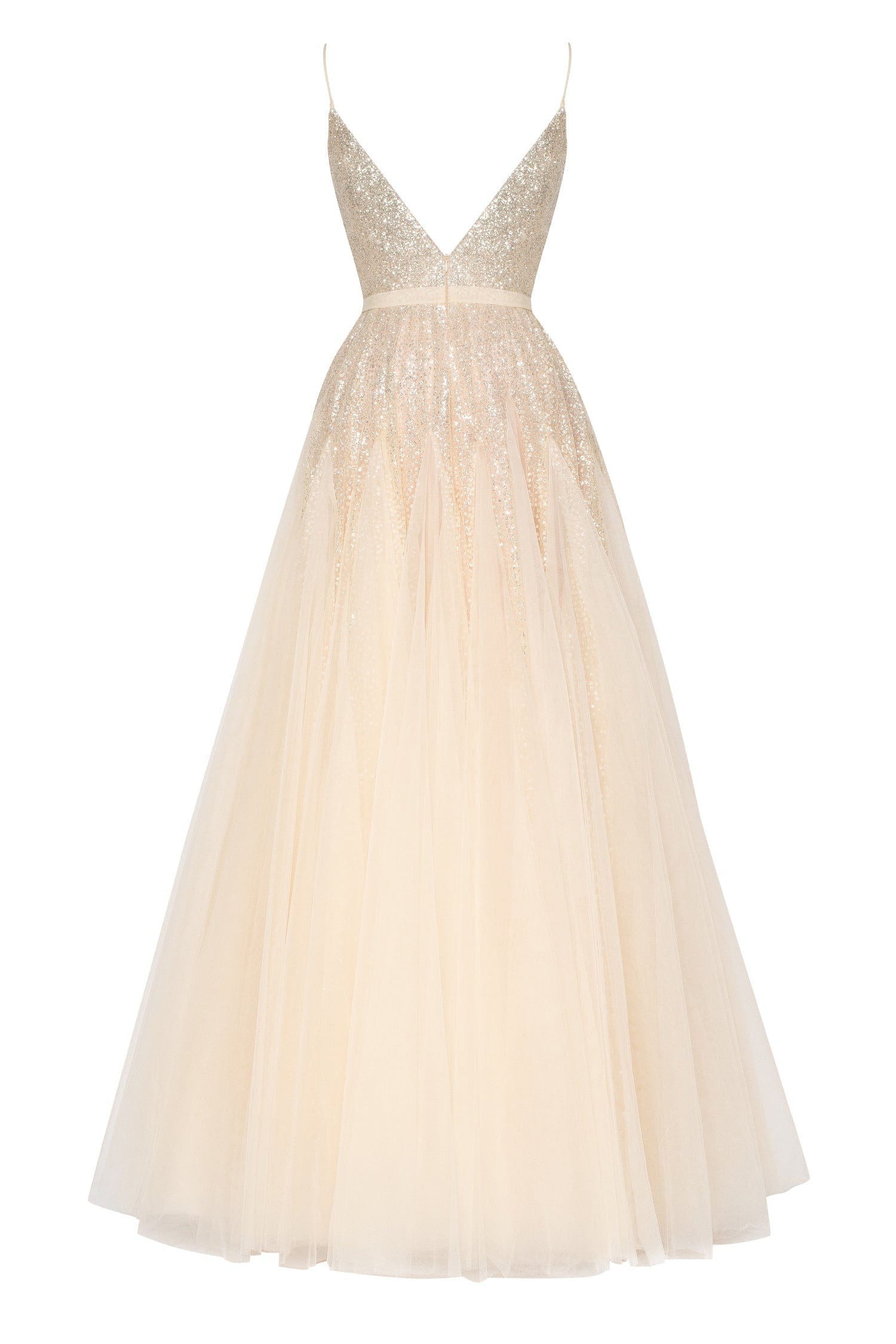 Melon Fitted maxi tulle dress sprinkled with glitter - Milla