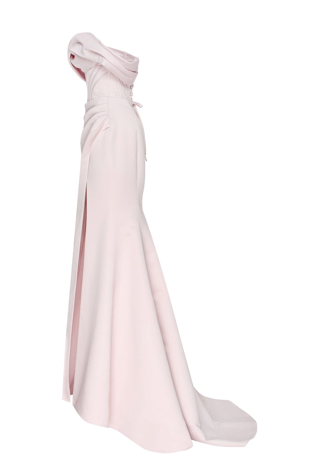 Misty Rose Princess strapless gown with thigh slit - Milla