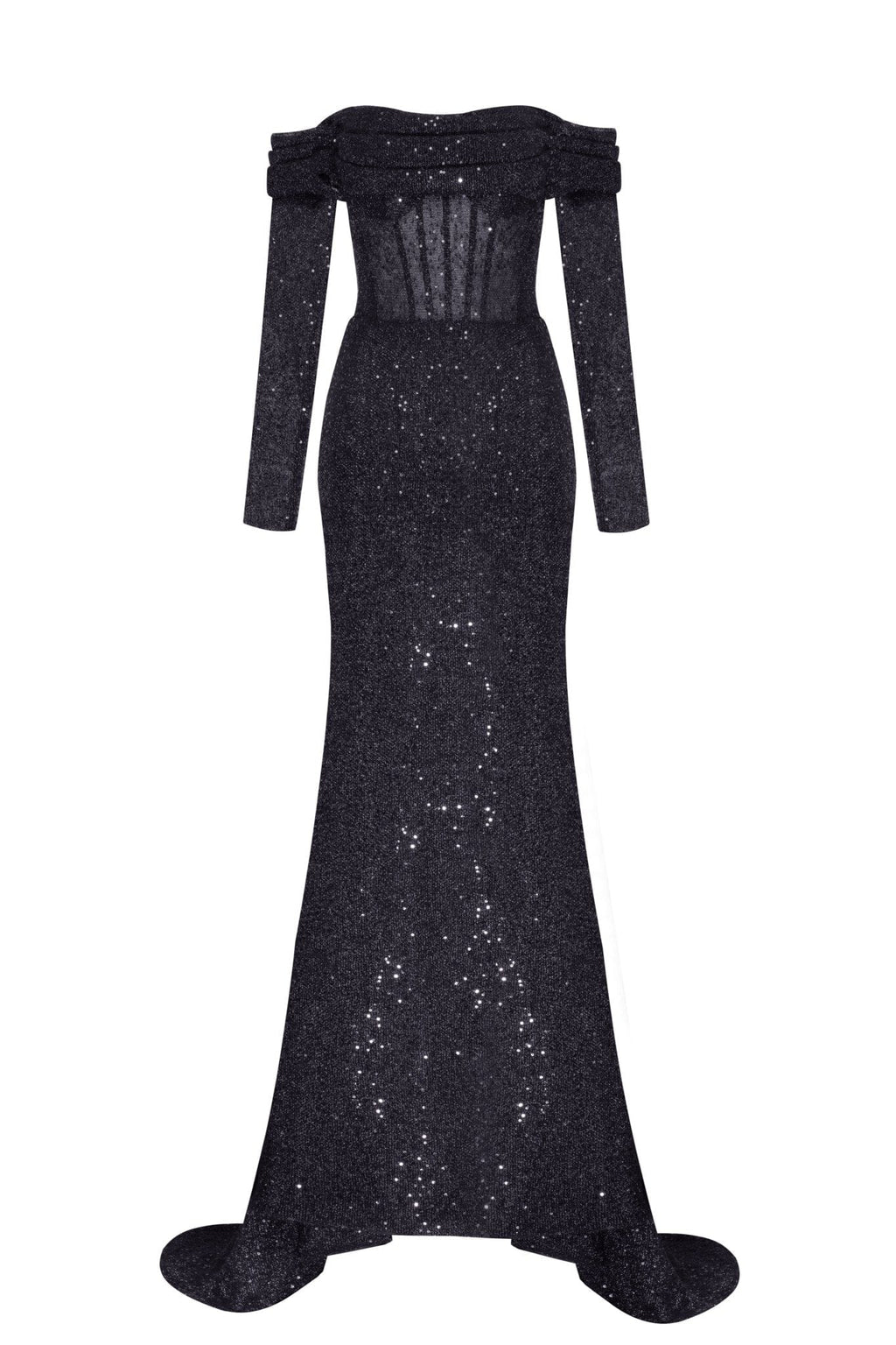 Black Midi Dresses  Long-Sleeve, Satin & Sequin