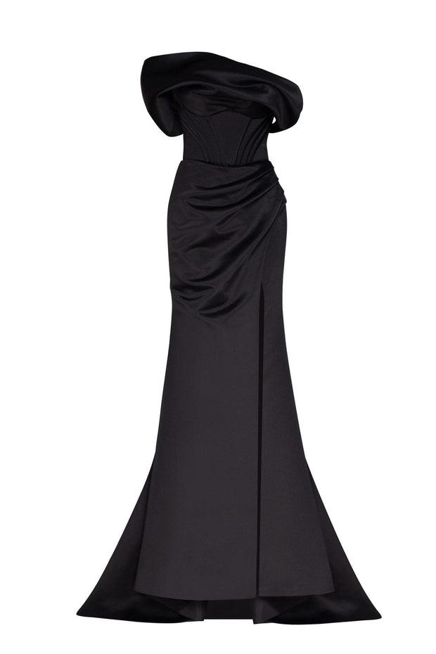 Black Princess strapless gown with thigh slit Milla Dresses - USA ...