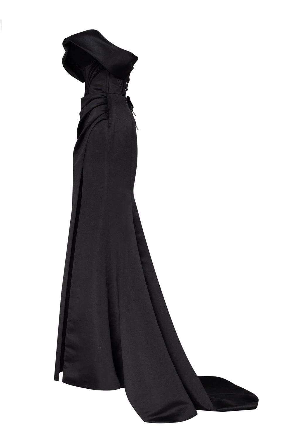 Black Princess strapless gown with thigh slit - Milla
