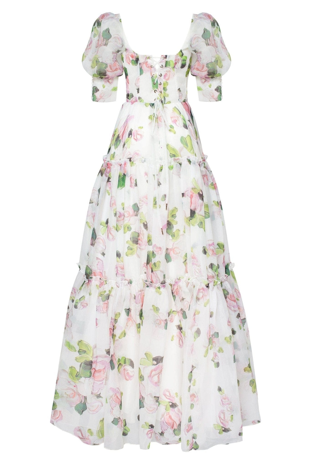 Apple Blossom Feminine voluminous sheer sleeves dress - Milla