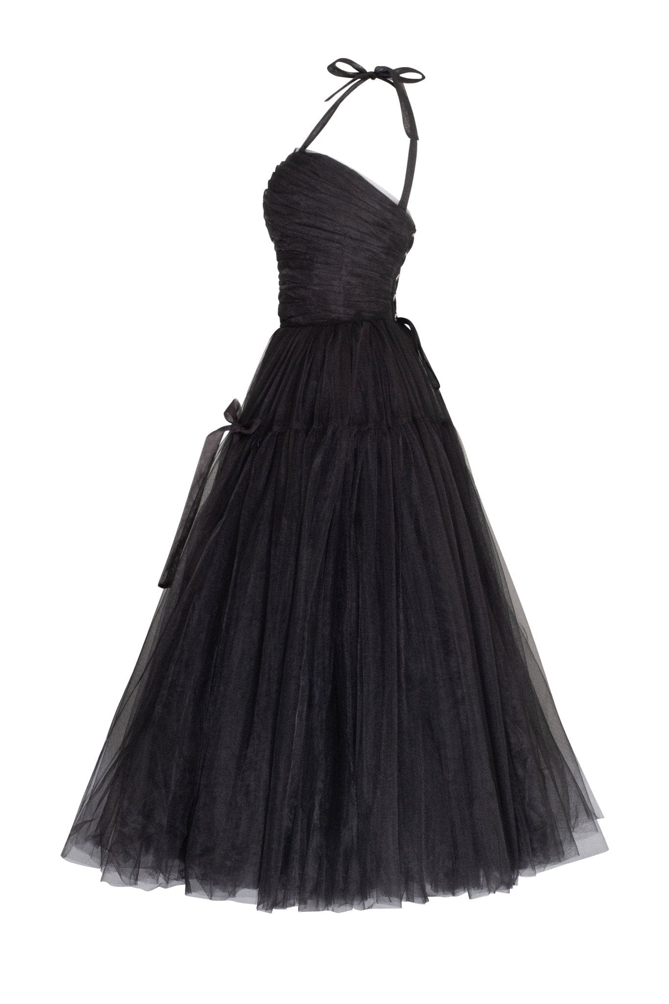 Adorable midi tie-strap black tulle dress ➤➤ Milla Dresses - USA