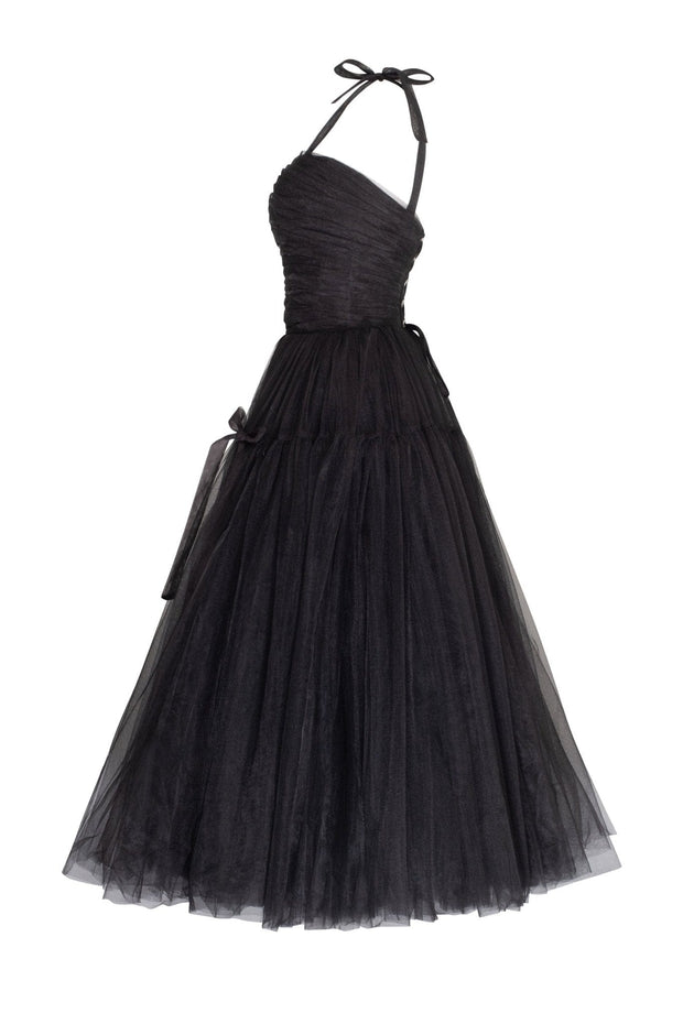 Adorable midi tie-strap black tulle dress Milla Dresses - USA ...