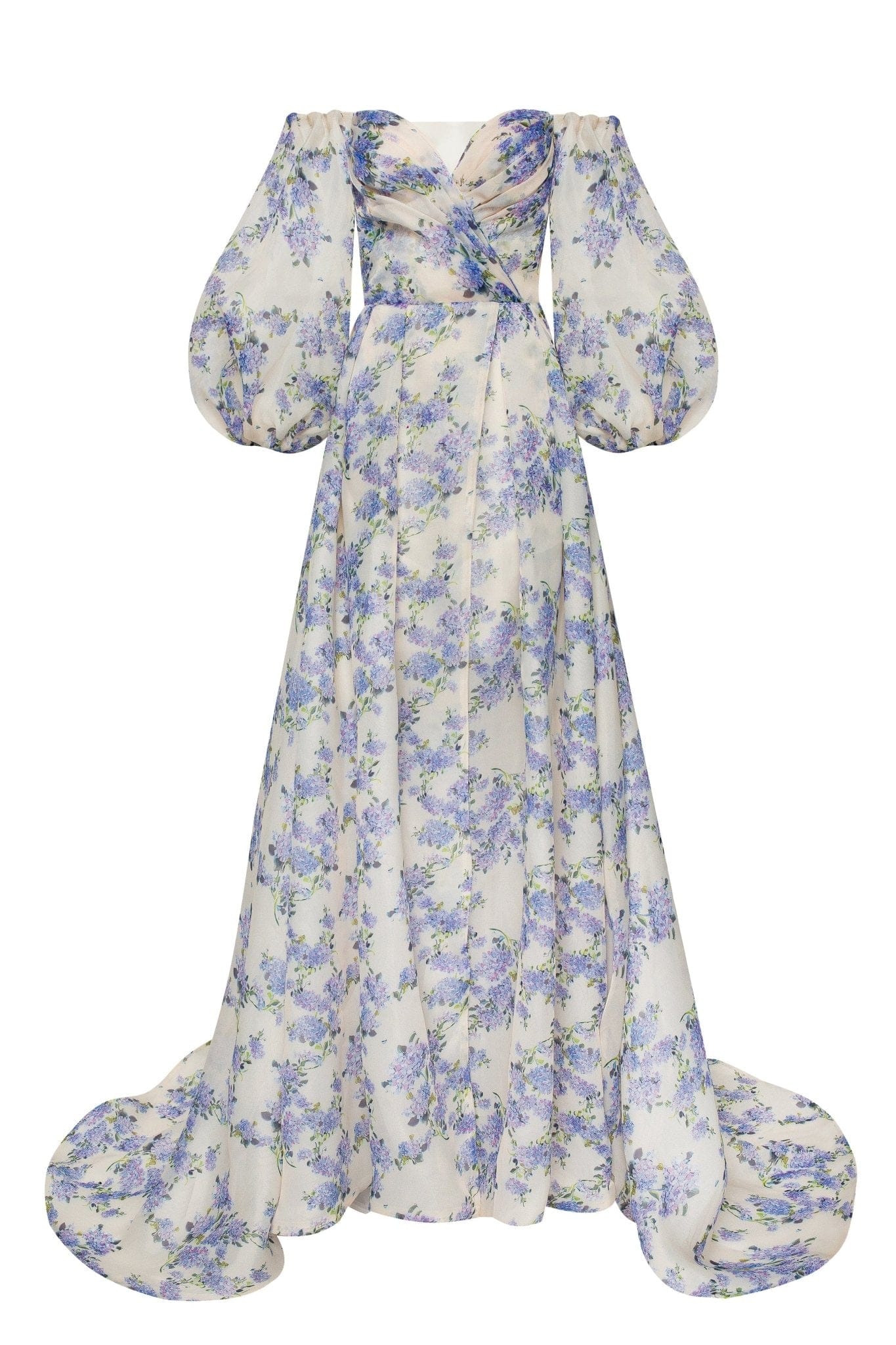 Hydrangea Elegant floral puff sleeve maxi dress ➤➤ Milla Dresses