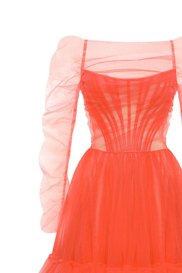 Passion Strapless Tulle mini dress in red coral color Milla Dresses ...