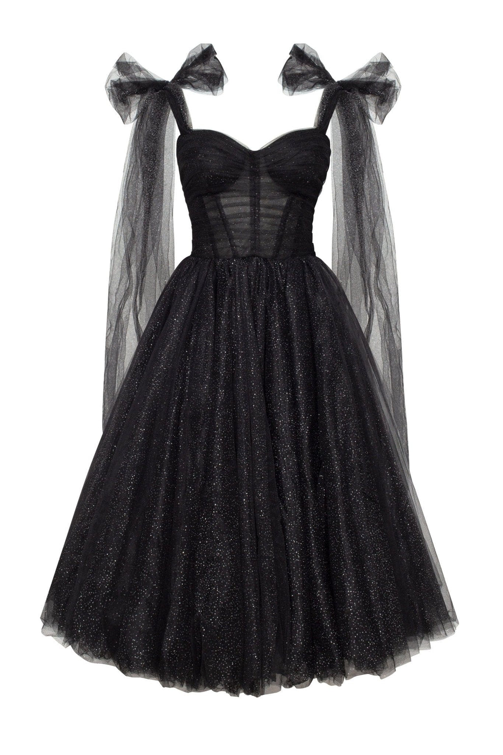 Black Sparkly off-the-shoulder tulle dress - Milla